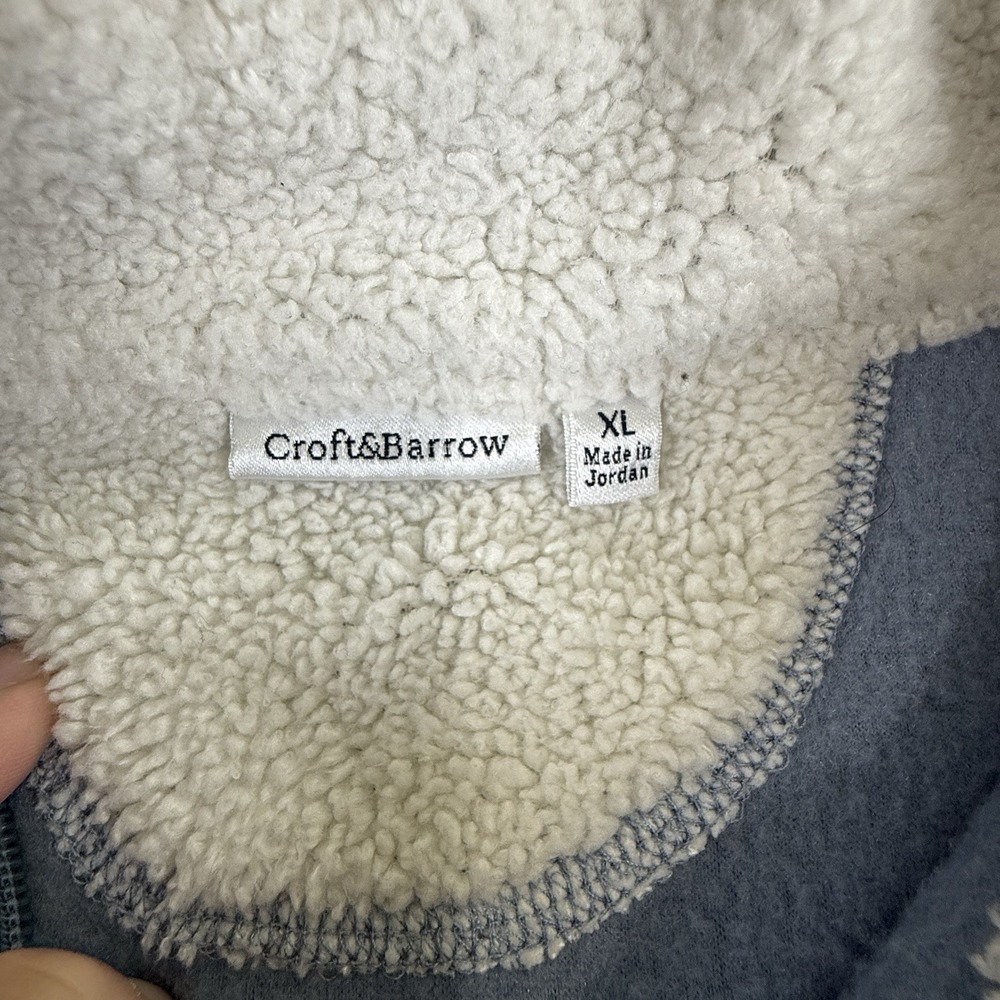 Croft‎ & Barrow Winter Vest XL Blue Christmas Snowman Plush Embroidered Fleece - Picture 6 of 7